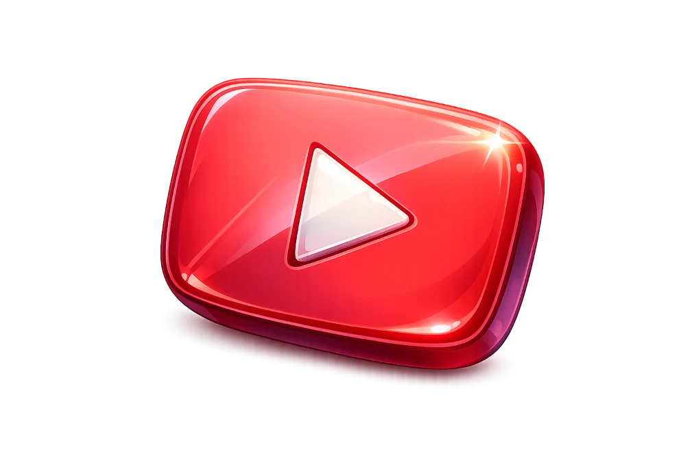 3D YouTube Play Button Icon Left