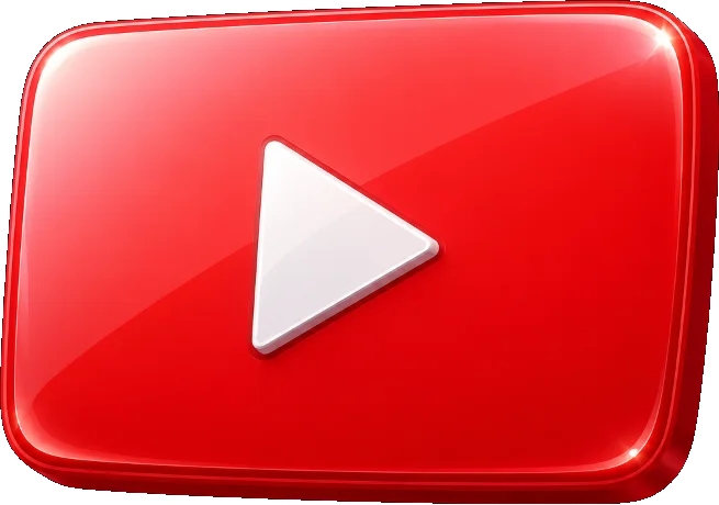3D YouTube Play Button Icon Top Right